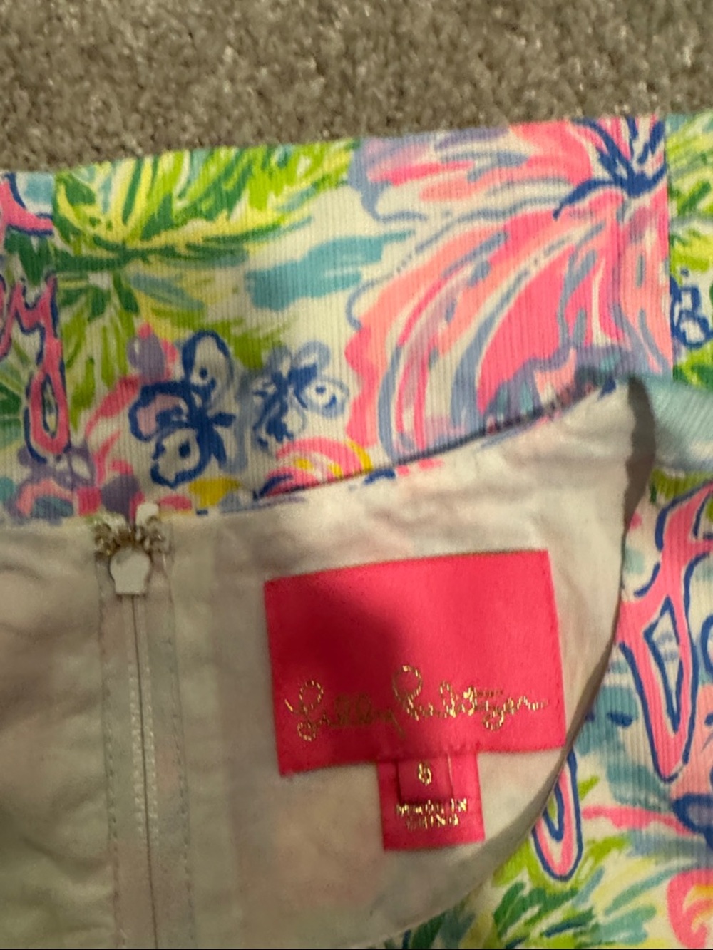 Lilly Pulitzer Vibrant Pink, Blue & Green Tropical Shift Dress - Picture 4 of 4
